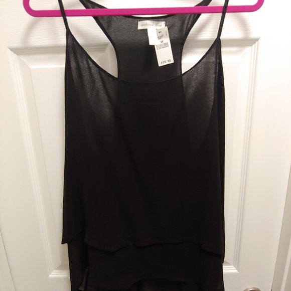 Black 2 Layered Tank Top Blouse - Picture 1 of 2